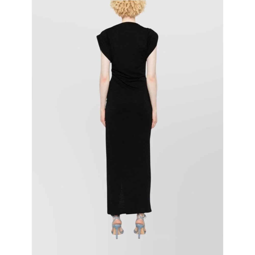 ISABEL MARANT BLACK DRAPED DRESS WITH SLIT SIZE S NEW - Picture 3 of 10